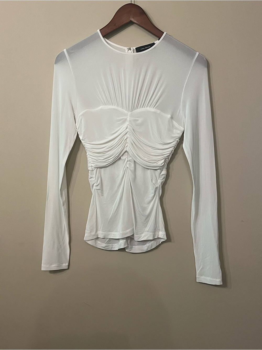 Isabel Marant Jalila Ruched Bustier Top white sheer long sleeve small - Picture 2 of 7